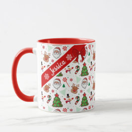 Caneca Festive Christmas Mug – Santa & Reindeer 