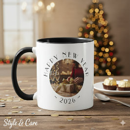 Caneca Festive Happy New Year Custom Photo Text Party