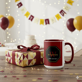 Caneca Festive Maroon Combo Mug for Birthday Celebrations