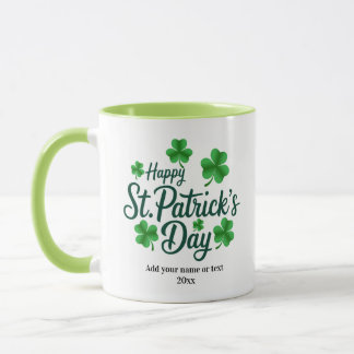 Caneca Festive St. Patrick's Day with Shamrock Border