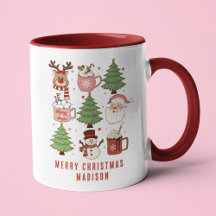 Festivo Retro Feliz Natal Nome Personalizado