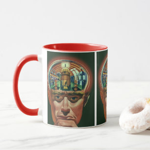Caneca Ficção Científica Vintage, Cérebro Alien no Labora