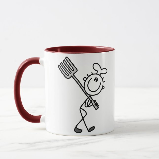 Caneca Figura de palito de chef com garfo (Esquerda)