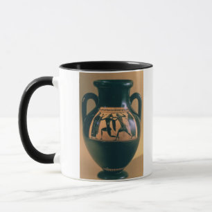 Caneca Figura preta amphora do sótão que descreve Theseus