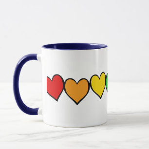 Caneca Fila de Corações Arco-Íris