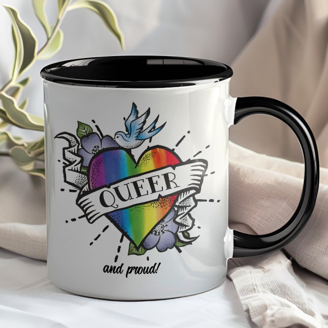 Caneca Filer Heart Tattoo (Queer and proud, because you belong!)