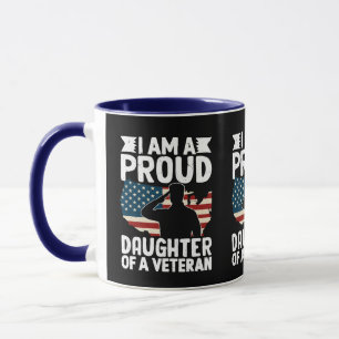 Caneca Filha Orgulhosa De Um Pai Patriota Militar Veteran
