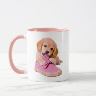 Caneca Filhote Cachorro Fofo Brinquedo Sapato Rosa