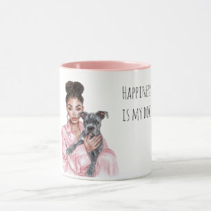 Caneca Filhote Preto Cinza Mãe Cachorra Preta