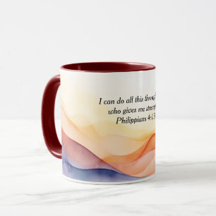 Caneca Filipenses 4:13 Versículo da Bíblia Cristã