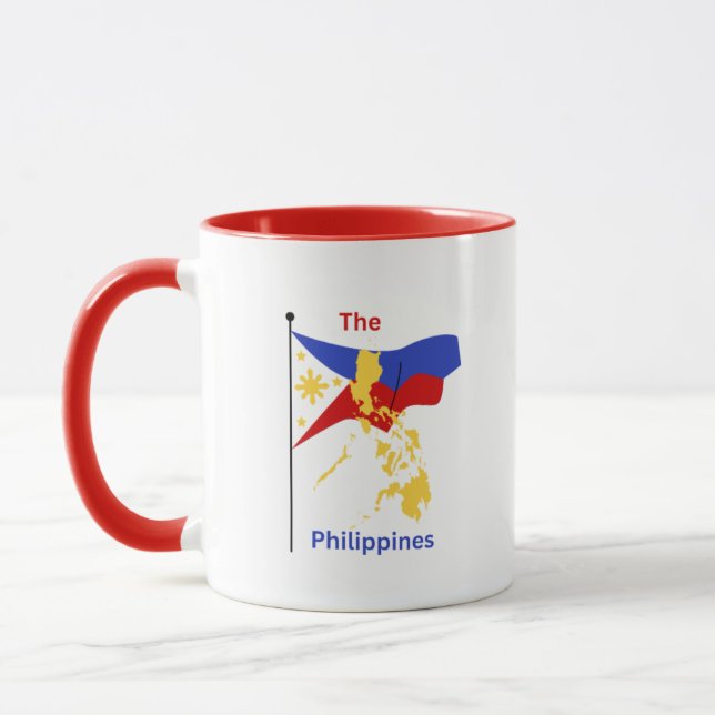 Caneca Filipinas Mapa e Bandeira Café Mug (Esquerda)