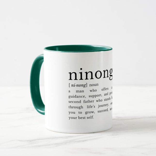 Caneca Filipino Ninong Definition Mug, Godfather Gift Mug (Frente Esquerda)