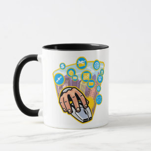 Caneca Fim-acima da mão no rato do computador