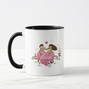 Caneca Fim-acima de um casal que guardara uma forma do