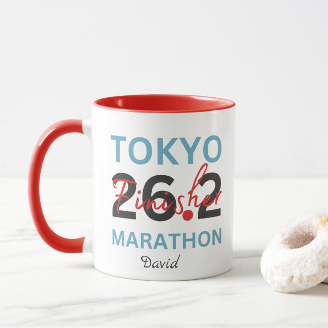 Caneca Finalizador Personalizado da Maratona de Tóquio, P (Com Donut)