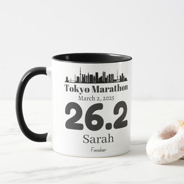 Caneca Finalizador Personalizado da Maratona de Tóquio, T (Com Donut)
