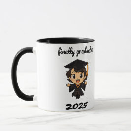 Caneca 🎓 Finalmente Graduado 2025 - Graduação Chibi Cute