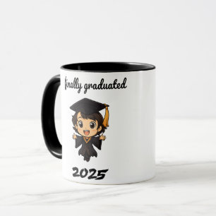 Caneca 🎓 Finalmente Graduado 2025 - Graduação Chibi Cute
