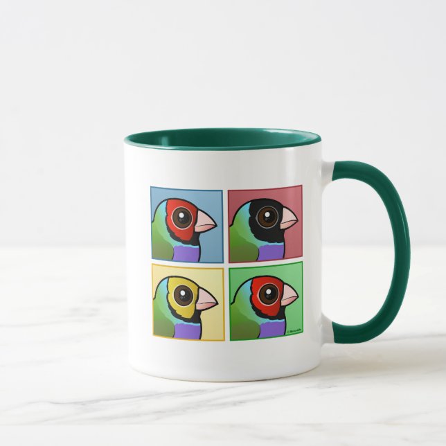 Caneca Finch Gouldian de Quatro Cores (Direita)