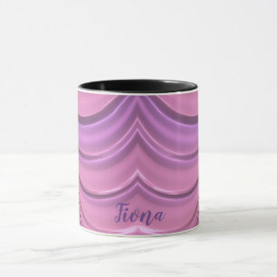 Caneca FIONA ~ GLOSSY 3D Extravagante Rosa Mauve Fractal