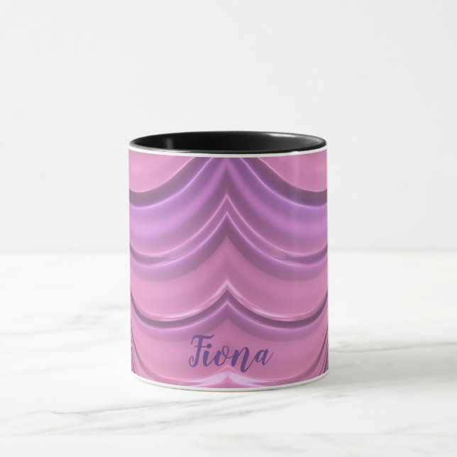 Caneca FIONA ~ GLOSSY 3D Extravagante Rosa Mauve Fractal  (Centro)