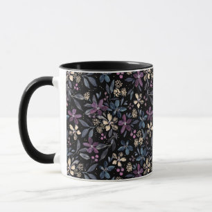 Caneca Fiorista Watercolor Floral a Preto