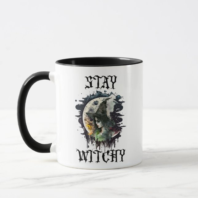 Caneca Fique Bruxinha | Bruxa e Lua Cheia no Halloween (Esquerda)