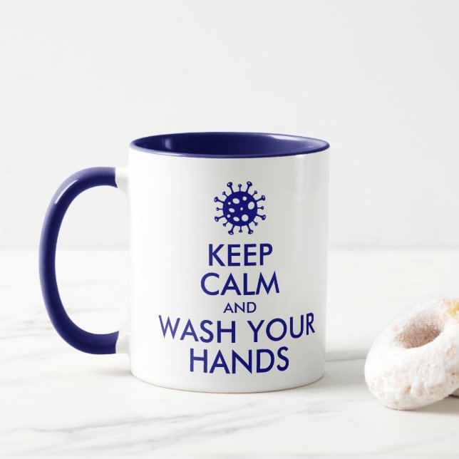 Caneca Fique Calmo E Lave As Mãos Coronavírus (Com Donut)