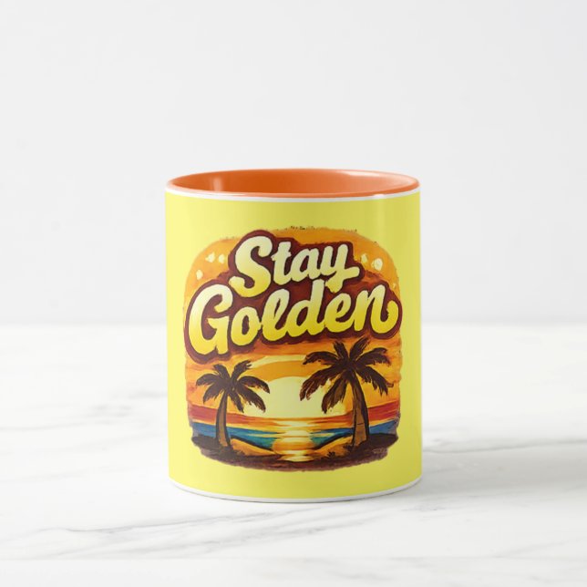 Caneca Fique Dourado | Citação Positiva Inspiradora (Centro)