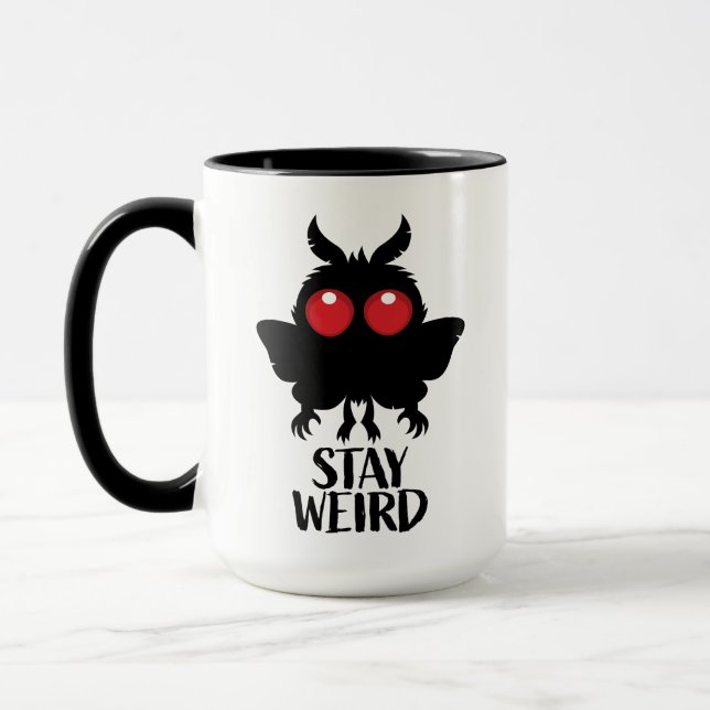Caneca Fique Estranho Mothman Criptídeo Sinistro Fofo (Esquerda)