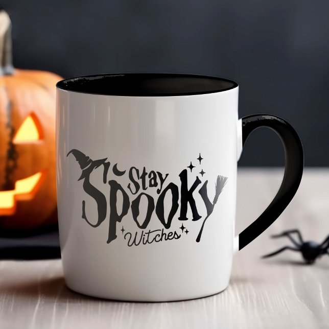 Caneca Fique Feliz Bruxas Bruxas Bruxas Halloween Engraça (Stay Spooky Witches Witch Halloween Funny Mug)