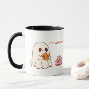 Caneca Fique Feliz Fantasma e Pumpkin na Festa de Hallowe