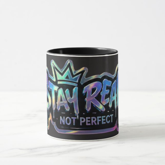Caneca Fique Real Não Perfeito | Inspirador  (Centro)