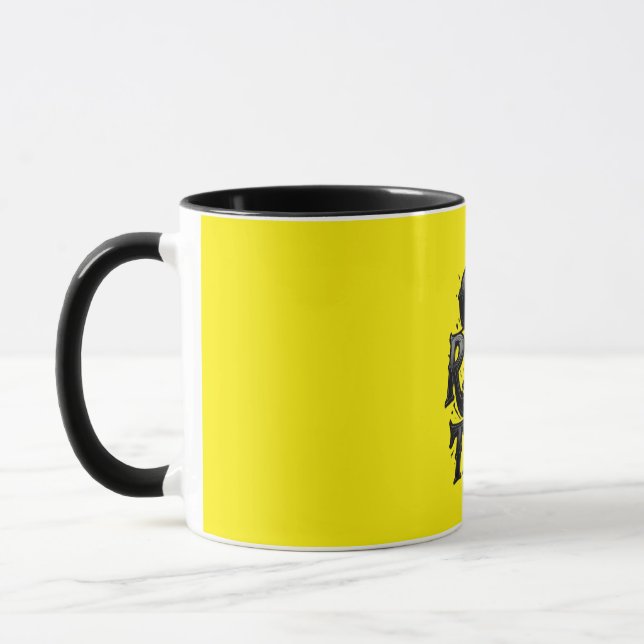 Caneca Fique Rico ou Morra Tentando — Tipografia Cromo Mo (Esquerda)