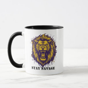 Caneca Fique Selvagem Leão Gráfico Selvagem Leão Alfa