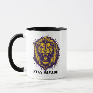 Caneca Fique Selvagem Leão Gráfico Selvagem Leão Alfa