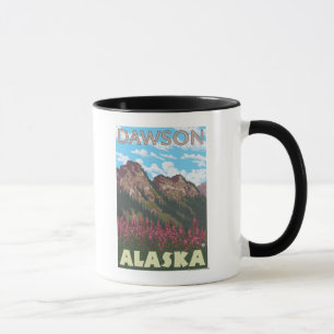 Caneca Fireweed & montanhas - Dawson, Alaska