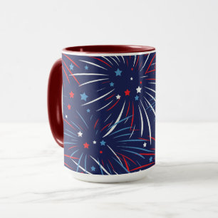 Caneca Fireworks Red White Blue Stars Big