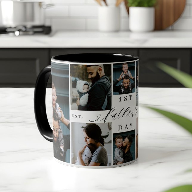 Caneca First Father's Day Personalized 8 Photo Collage (First Father's Day Personalized 8 Photo Collage Mug)