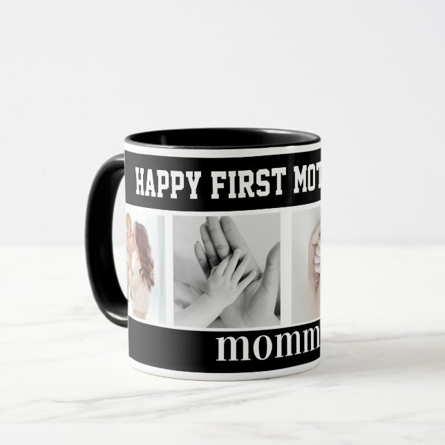 Caneca first mothers day cute photo collage Mug (Frente Esquerda)