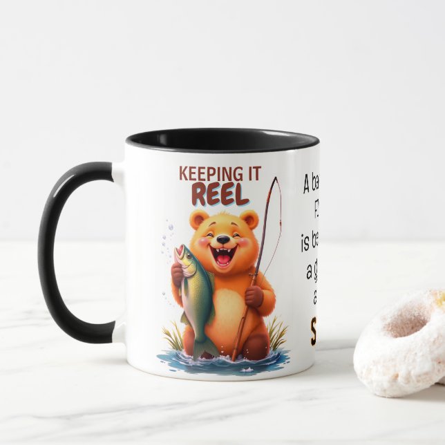 Caneca Fishing Dad Bear Catch Fish  (Com Donut)