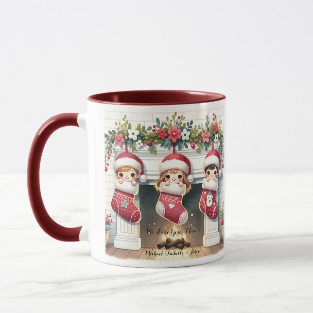 Caneca Fita Mimi De Natal Bonita Com Nomes De Netos (Esquerda)