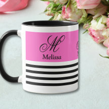 Fita Mínima Elegante Preta e Branca Rosa