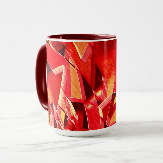 Caneca Fita vermelha cratada que simula o movimento (Frente Esquerda)