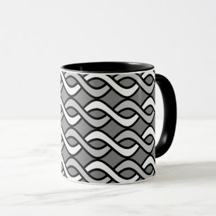 Caneca Fitas, cinzas, preto e branco, modernas do século