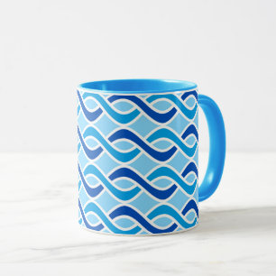 Caneca Fitas Modernas do Século médio, cobalto e azul-céu
