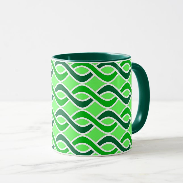 Caneca Fitas Modernas do Século médio, tons verdes (Frente Esquerda)