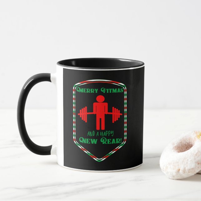 Caneca Fitmas alegre e um Natal do feliz ano novo (Com Donut)
