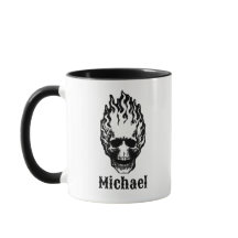 Flaming Skull Personalized Coffee Cup
