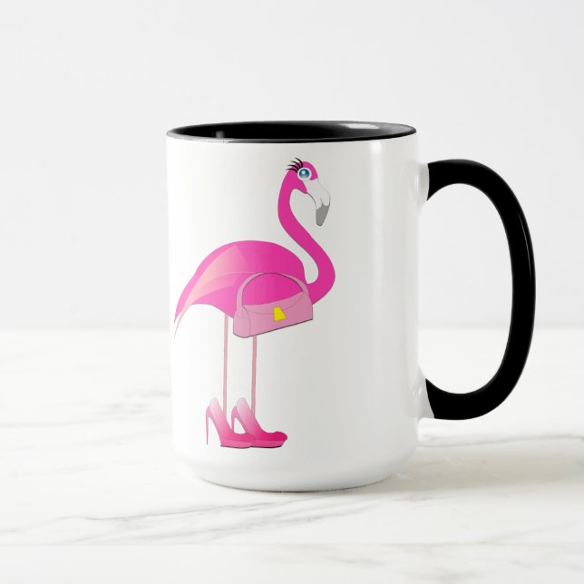 Caneca Flamingo Black 15 oz Ringer Mug (Direita)